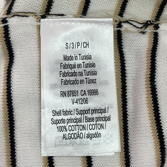 NWT LACOSTE Men's White Striped Cotton Crewneck Sweater with Badge Size Small - Picture 7 of 8